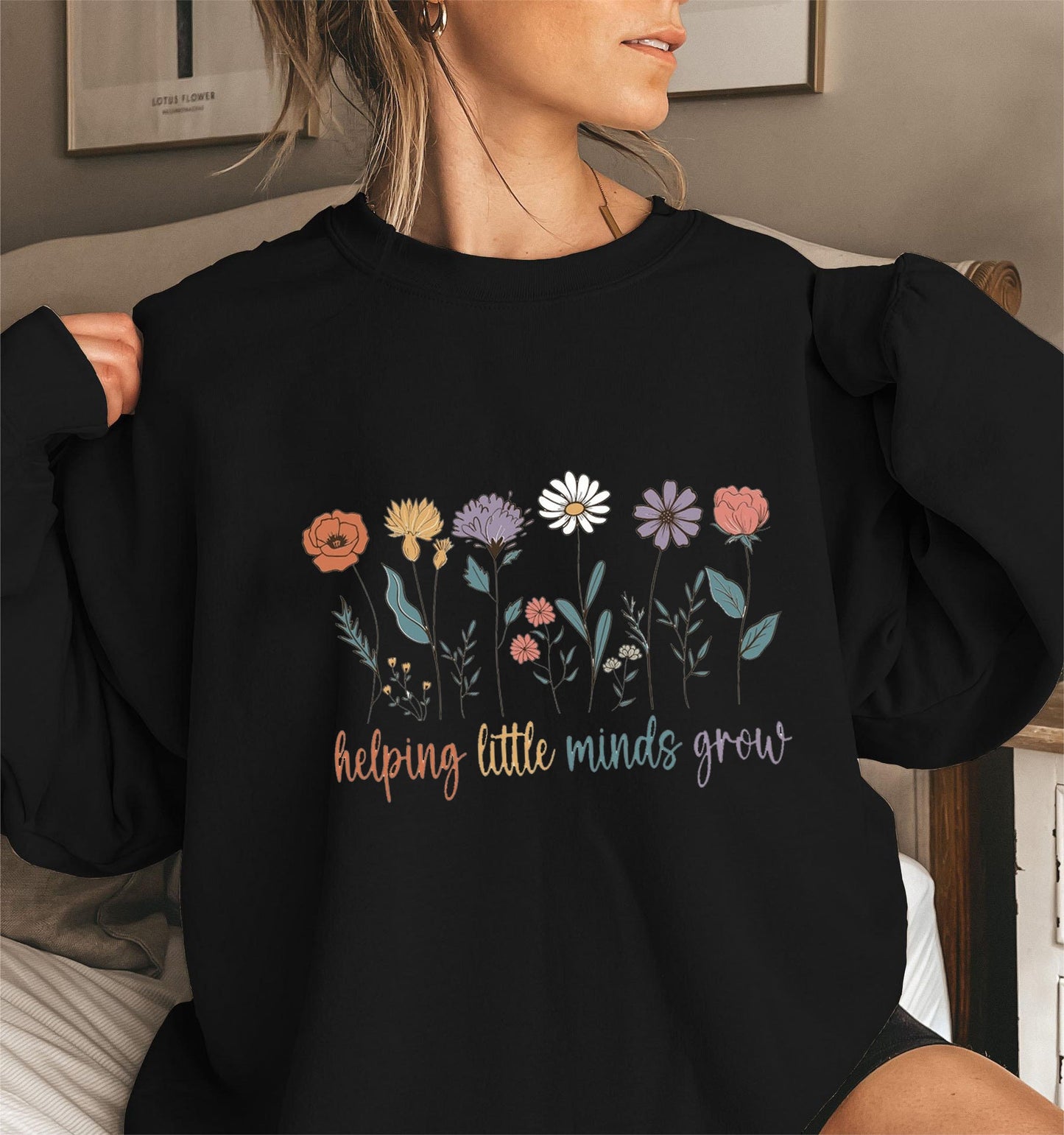 Damen Sweatshirt Voluminöse Ärmel Blumen Motiv Weiss