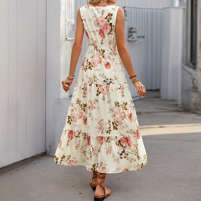 Damen Maxikleid Floralmuster Rüschen Norvielle
