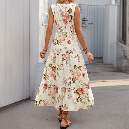 Damen Maxikleid Floralmuster Rüschen Norvielle