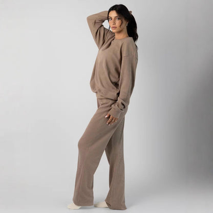 Damen Sweatshirt Waffelmuster Bequem Norvielle