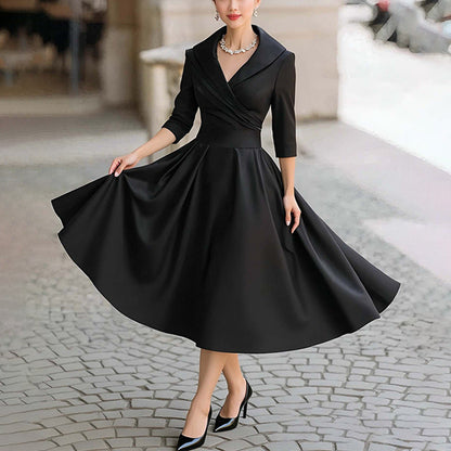 Damen Midikleid Wickelausschnitt Raffung Elegantes Design - Norvielle