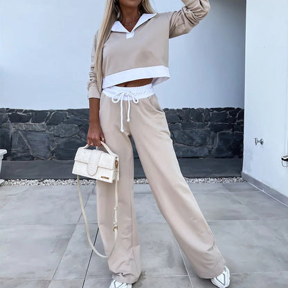 Damen Sport-Loungewear-Set Bequem Mit Stylischem Kragen
