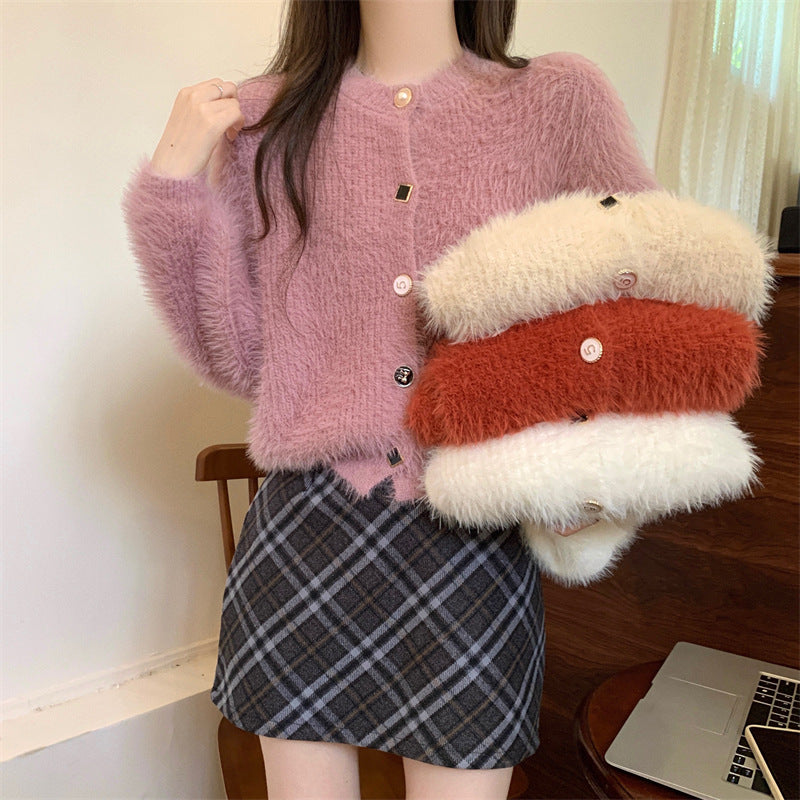 Damen Strickjacke Flauschig Langärmlig Norvielle - Norvielle