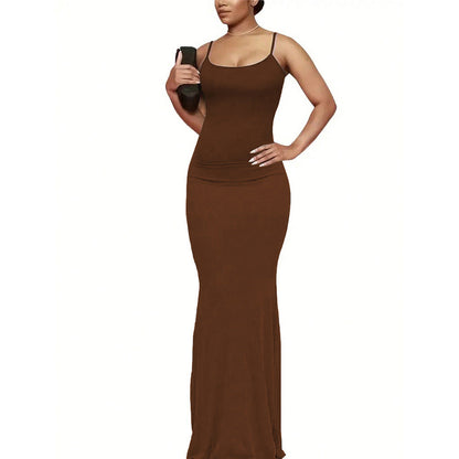 Damen Maxikleid schmale Träger fließend Norvielle