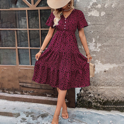 Damen Midi-Kleid Voluminöser Rock Eleganter Gürtel Norvielle