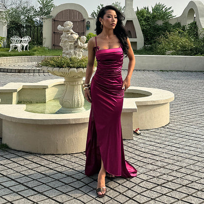 Damen Maxikleid Elegantes Raffdesign