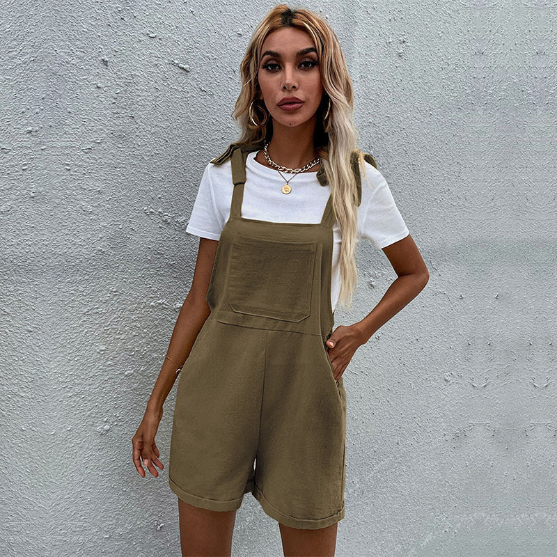 Damen Latzshorts Praktische Taschen Verstellbare Träger Norvielle - Norvielle