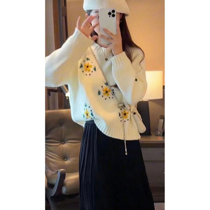 Damen Strickpullover Floralmuster Norvielle