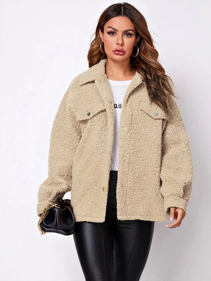 Damen Winterjacke Mit Kragen Und Taschen