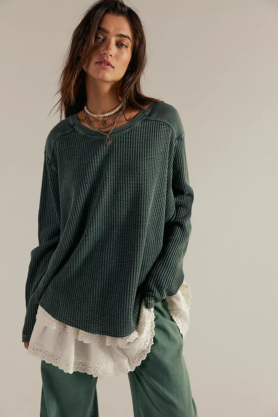 Damen Oversized Pullover Strukturiert Norvielle Beige