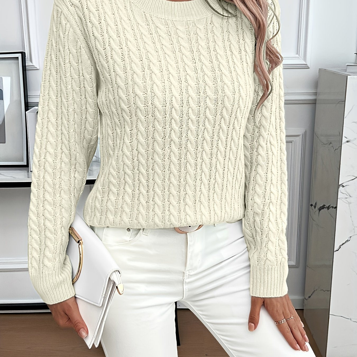 Damen Strickpullover Zopfdesign Norvielle