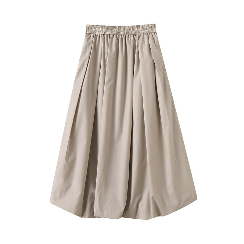 Damen Midirock Elastischer Bund Voluminöser Schnitt