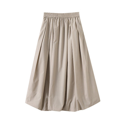 Damen Midirock Elastischer Bund Voluminöser Schnitt