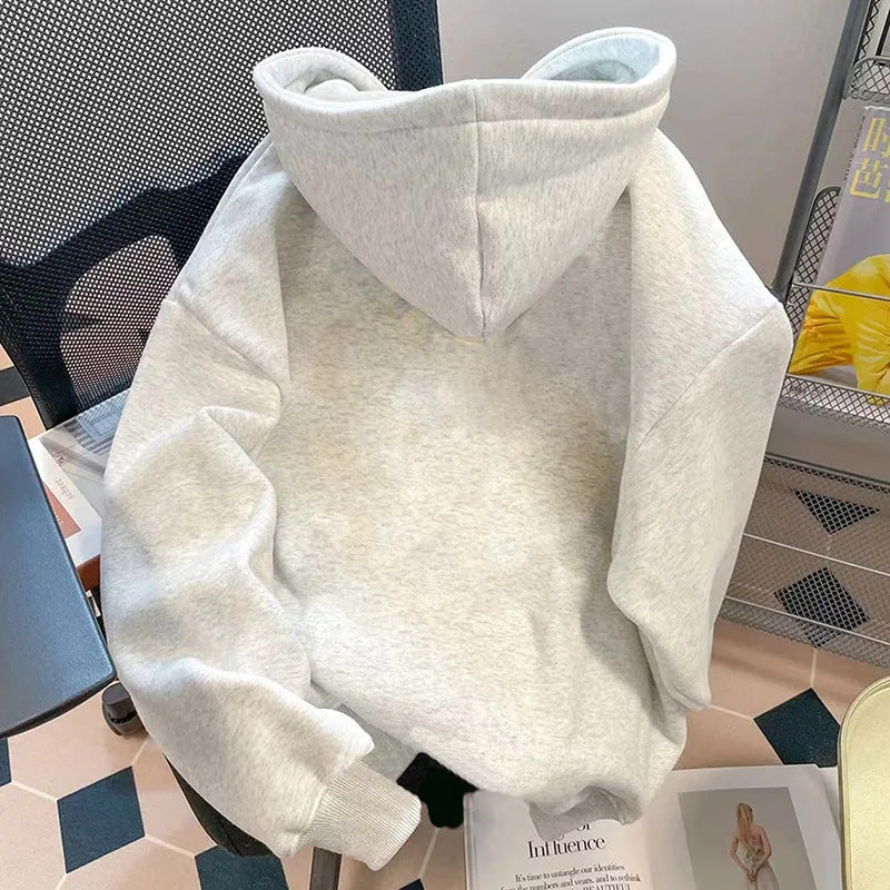 Damen Kapuzenpullover Katzenmotiv Norvielle