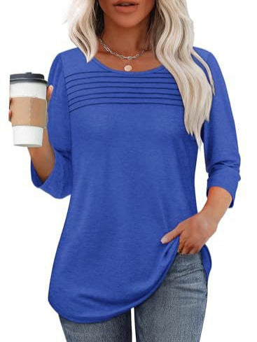 Damen Langarmshirt Plissee-Details Norvielle