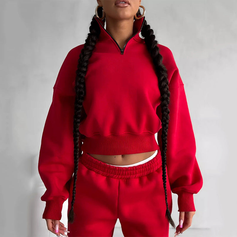 Damen Sportliches Sweatshirt mit hohem Kragen und bequemen