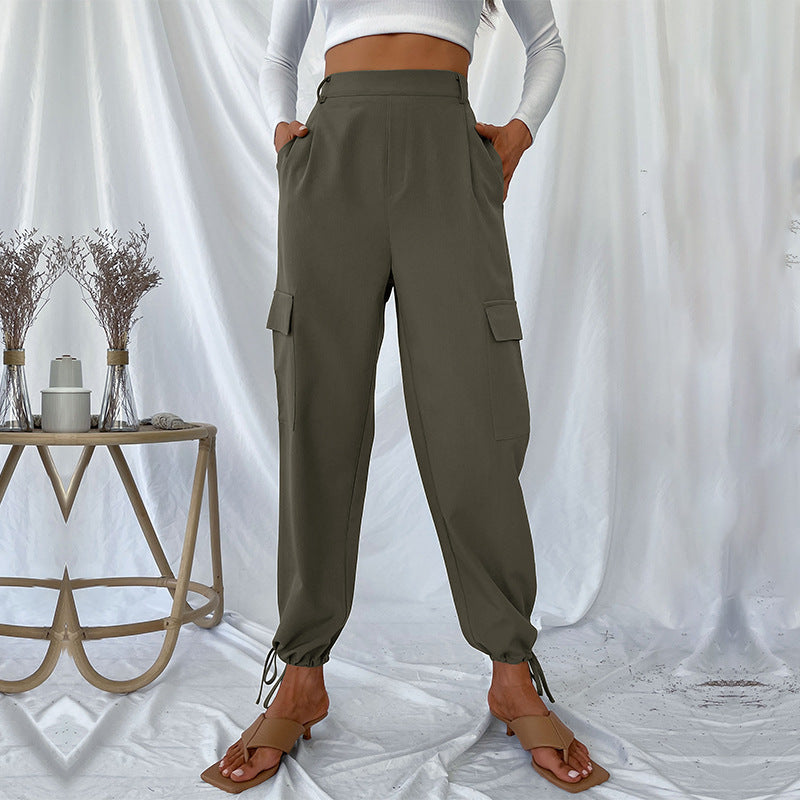 Damen Cargo-Hose Elastischer Bund Seitentaschen Norvielle - Norvielle