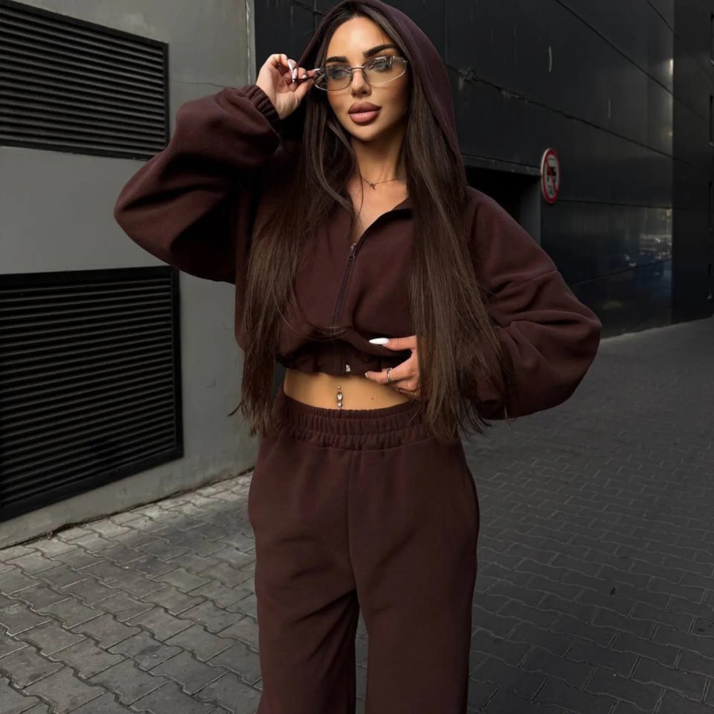 Damen Oversized Jumpsuit mit Kapuze Norvielle