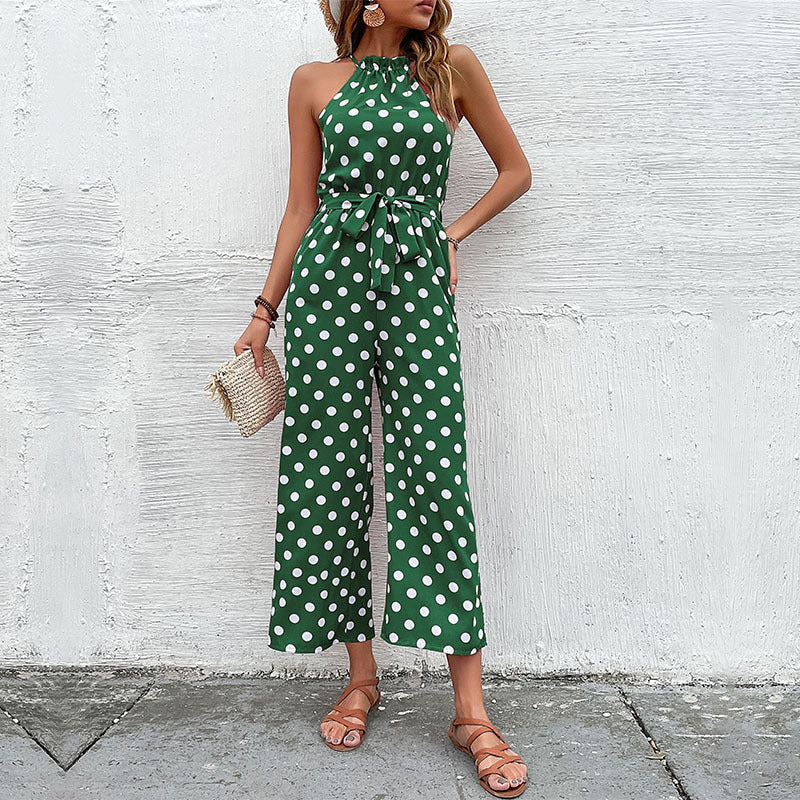 Damen Jumpsuit Modern Punkte Verspielter Gürtel Norvielle