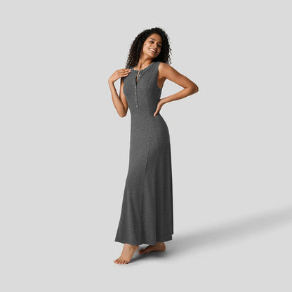 Damen Maxikleid Knopfleiste Figurfreundlich Norvielle