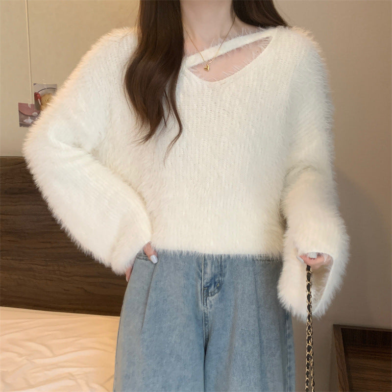 Damen Cropped Pullover Flauschig Weich Norvielle - Norvielle