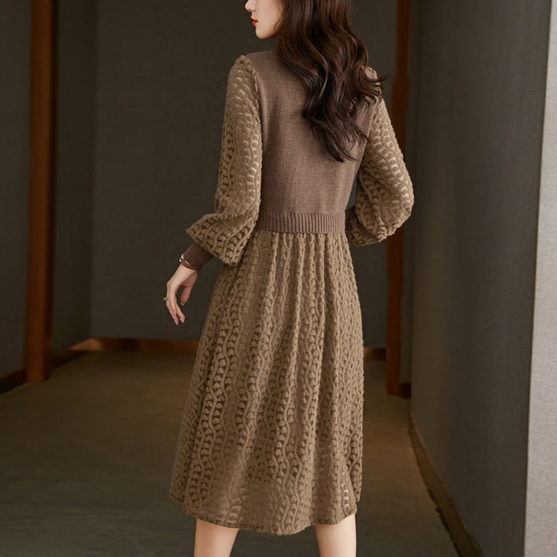 Damen Strickkleid Tailliert Weit Norvielle