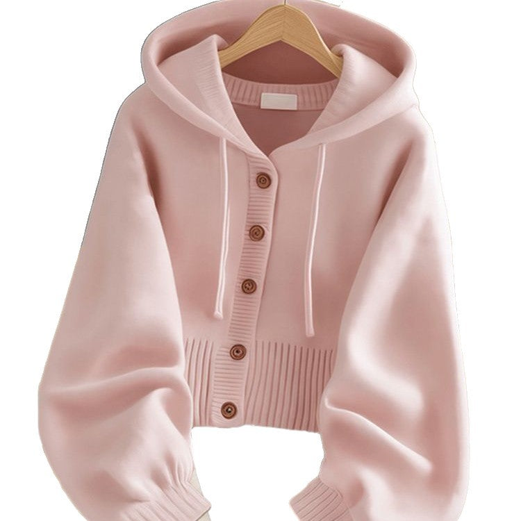 Damen Kapuzenjacke Norvielle mit Knöpfen und weiten Ärmeln