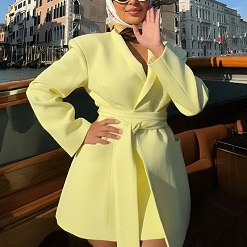Damen Sommerjacke mit Bindegürtel und Taschen Norvielle