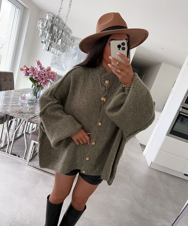 Norvielle Damen Oversize Strickjacke Bequem