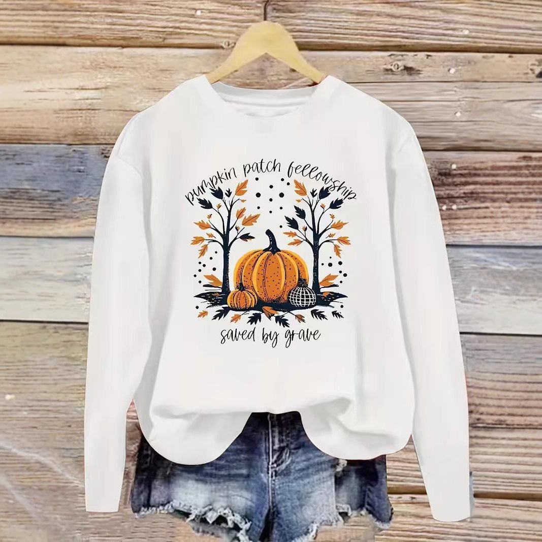 Damen Sweatshirt Herbstlich Kürbis Motiv Lässig Norvielle