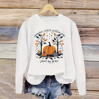 Damen Sweatshirt Herbstlich Kürbis Motiv Lässig Norvielle