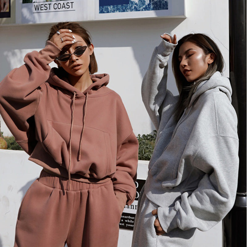 Damen Sport Set Crop-Hoodie Jogginghose Norvielle