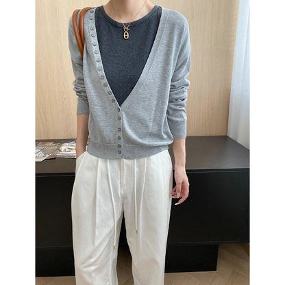 Damen Langarm-Cardigan mit Knöpfen Norvielle Lässig