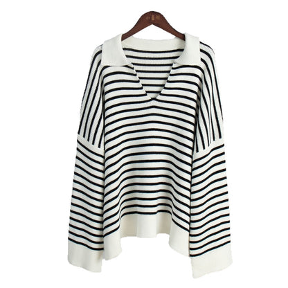 Damen Strickpullover Gestreift Gemütlich Norvielle