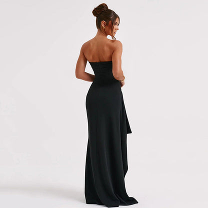 Damen Maxikleid Trägerloses Oberteil Schlitz