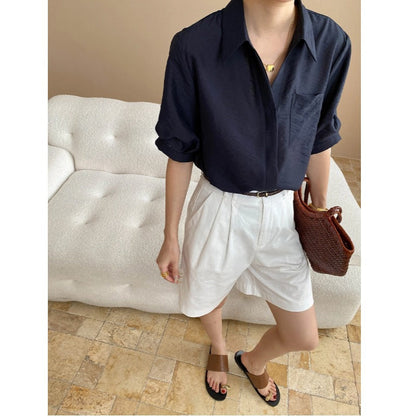 Damen Oversized Hemdbluse mit Brusttasche Baumwolle