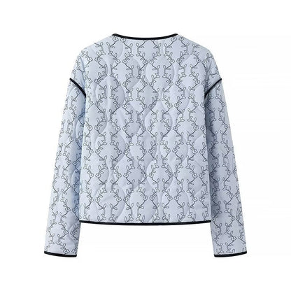 Damen Steppjacke Tailliert Grafisches Muster Norvielle