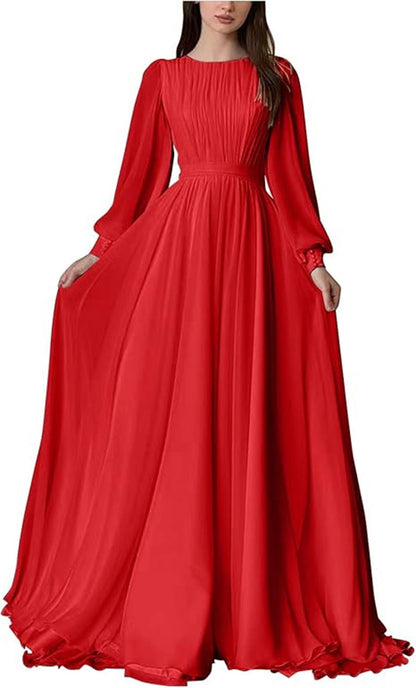Damen Maxi-Kleid Langärmlig Spitze