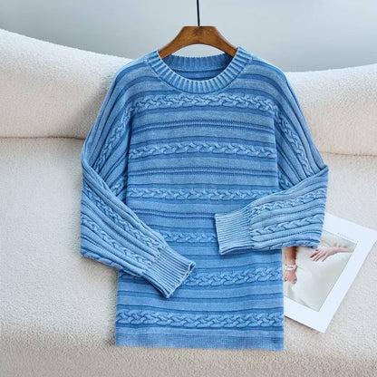 Damen Strickpullover Strukturiertes Zopf-Design Moderner Schnitt