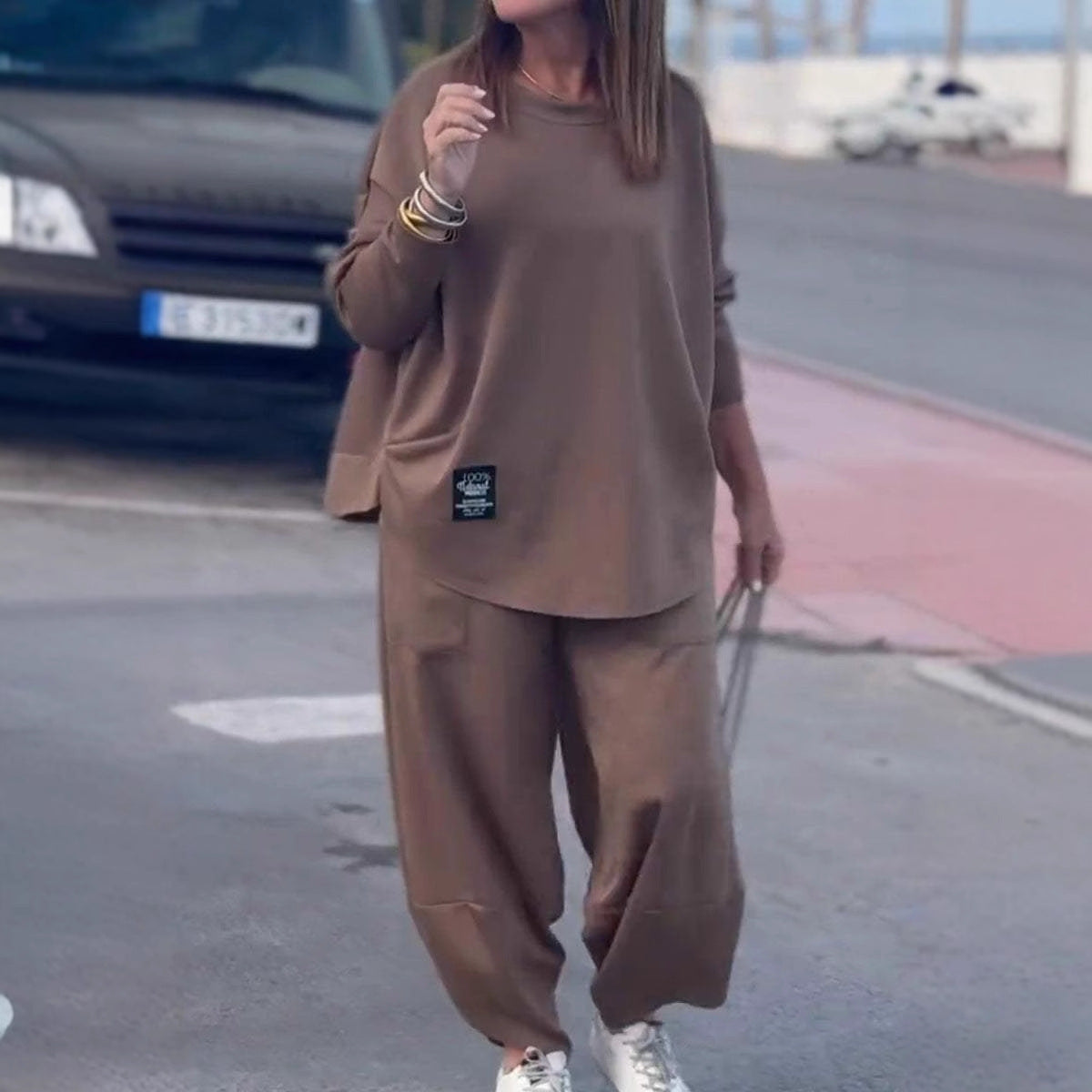 Damen Wohlfühl-Set Oversized Oberteil Bequeme Hose Norvielle - Norvielle