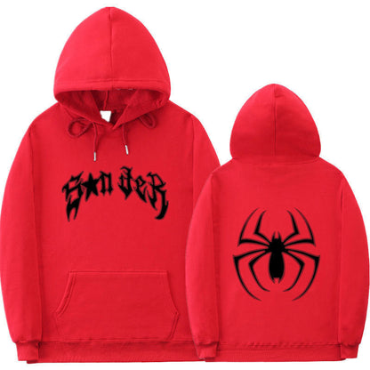Damen Kapuzenpullover Spinnenmotiv Grobdruck Norvielle