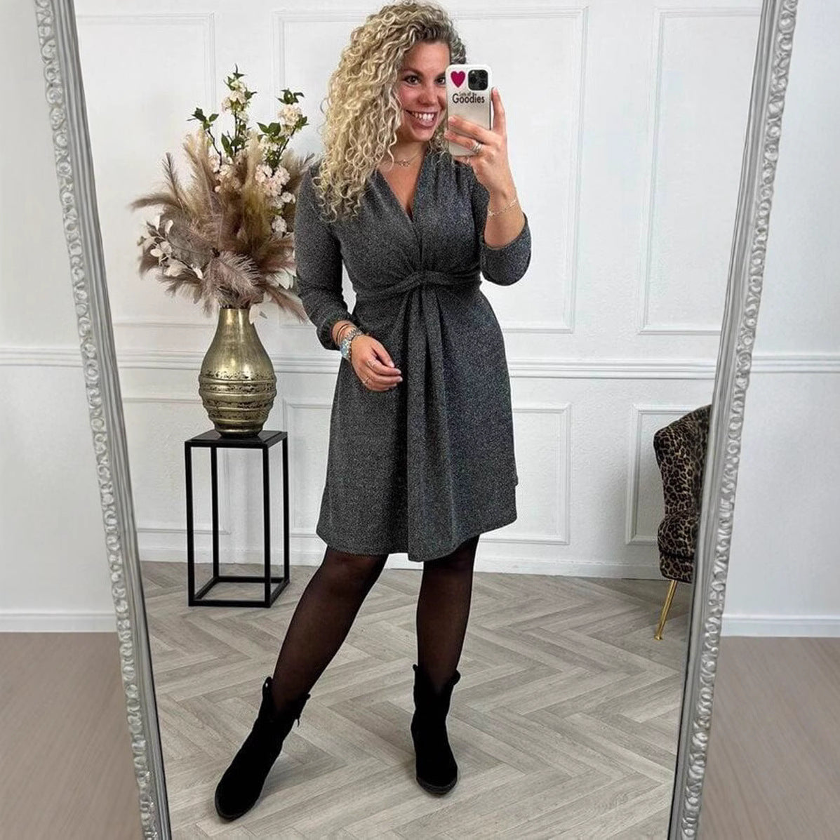 Damen Wickelkleid Rüschendetails Tailliert Norvielle