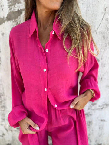 Damen Oversize Blusen-Shorts-Set