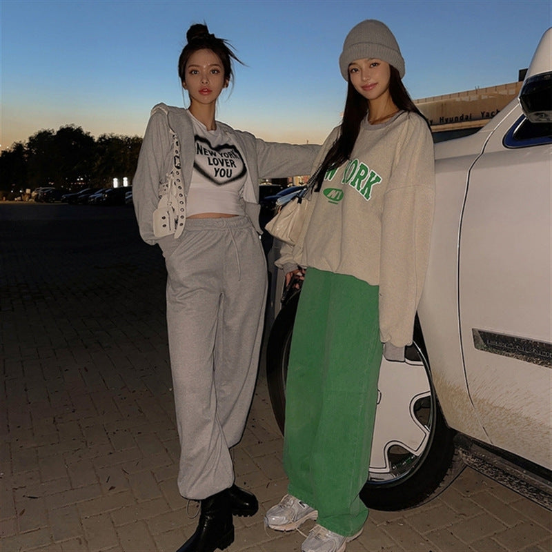 Damen Sportliches Loungewear-Set mit Kapuzenjacke und Hose