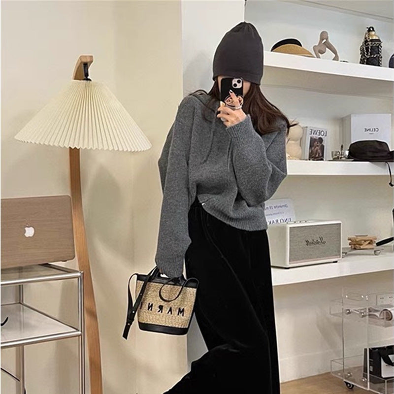 Damen Cropped Hoodie Kapuze Reißverschluss Norvielle