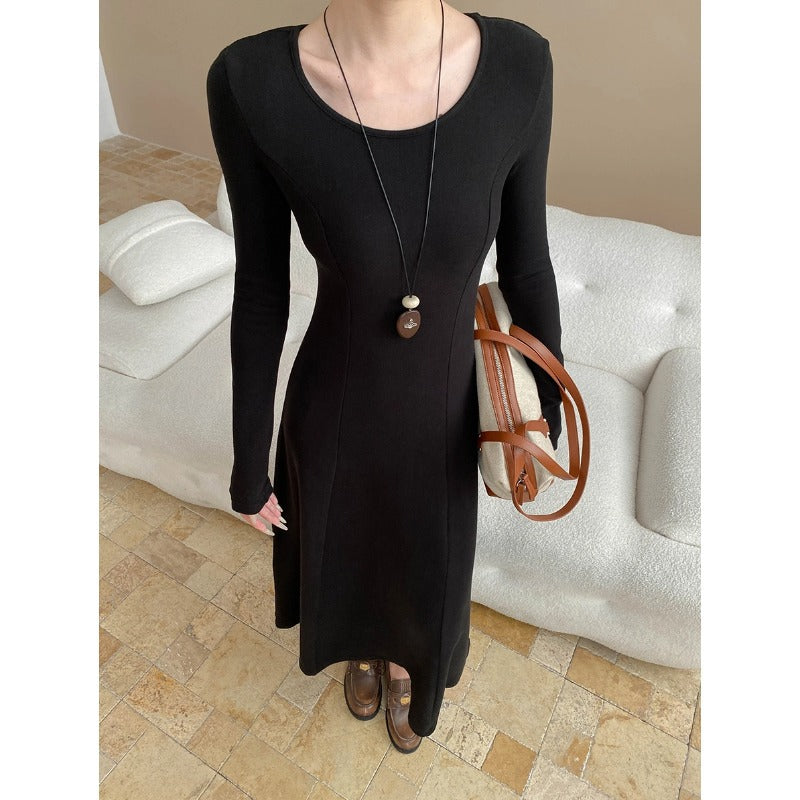 Damen Maxikleid Langärmlig Tailliert