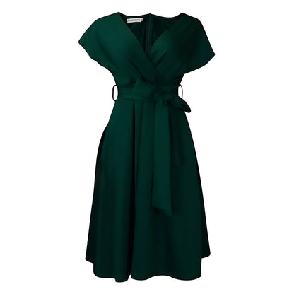 Damen Wickelkleid mit Taillengürtel und schwingendem Rock