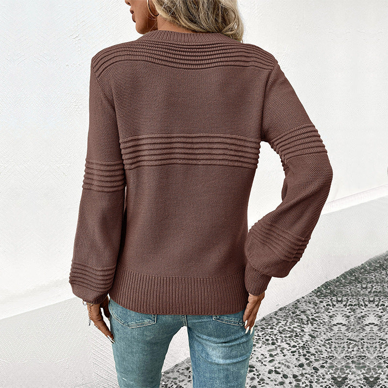 Damen Strickpullover Wellenmuster Lässig Norvielle