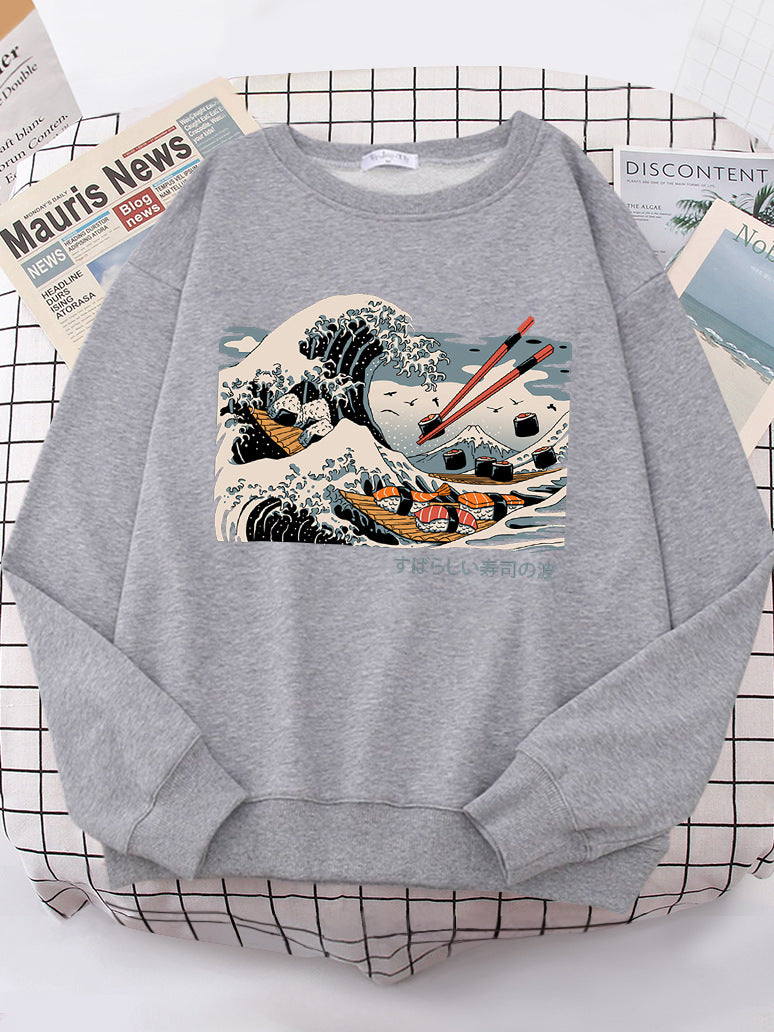 Damen Sweatshirt Wellen-Design Gemütlich Norvielle
