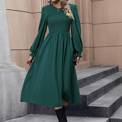 Damen Midikleid Strukturiertes Oberteil Fließender Rock Norvielle - Norvielle